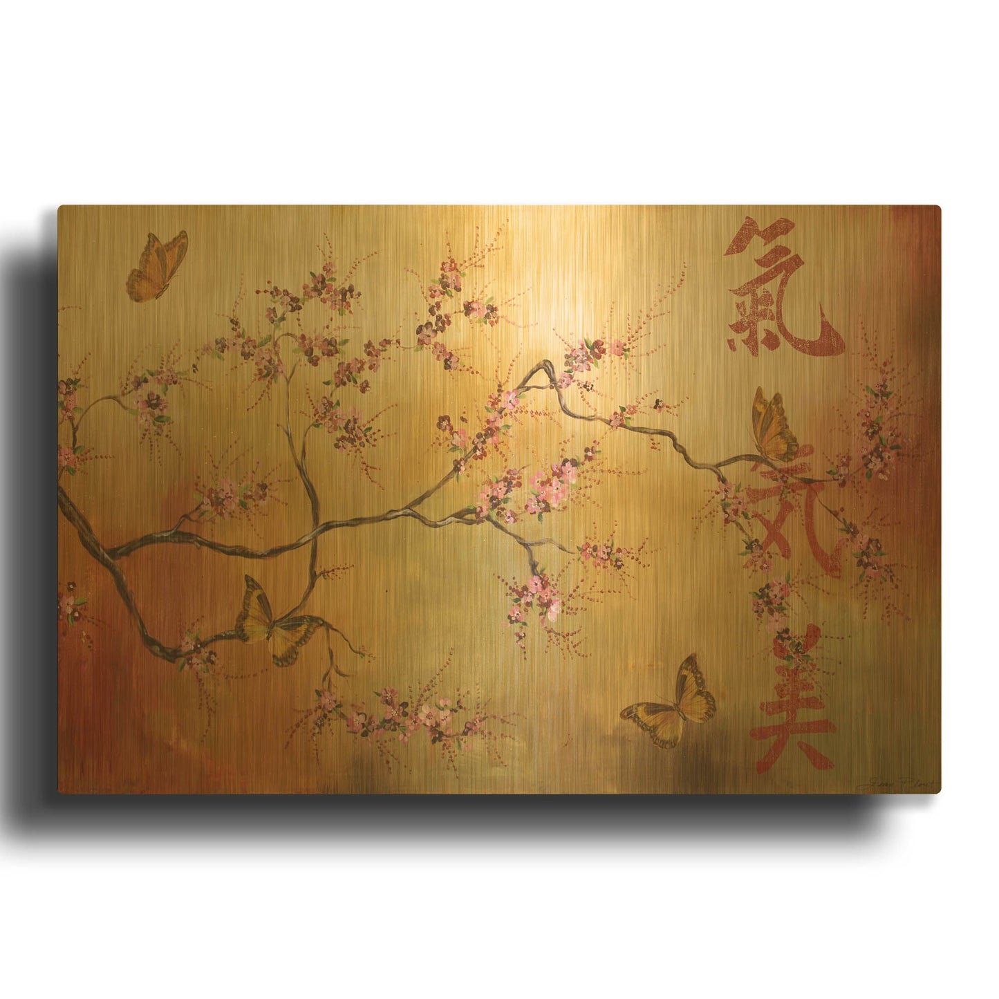 'Butterfly Santuary A' By Jean Plout Gold Metal Wall Art
