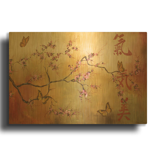 'Butterfly Santuary A' By Jean Plout Gold Metal Wall Art