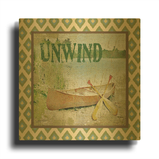 'Canoe Unwind' By Jean Plout Gold Metal Wall Art