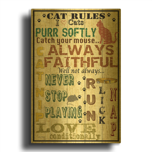'Cat Rules' By Jean Plout Gold Metal Wall Art