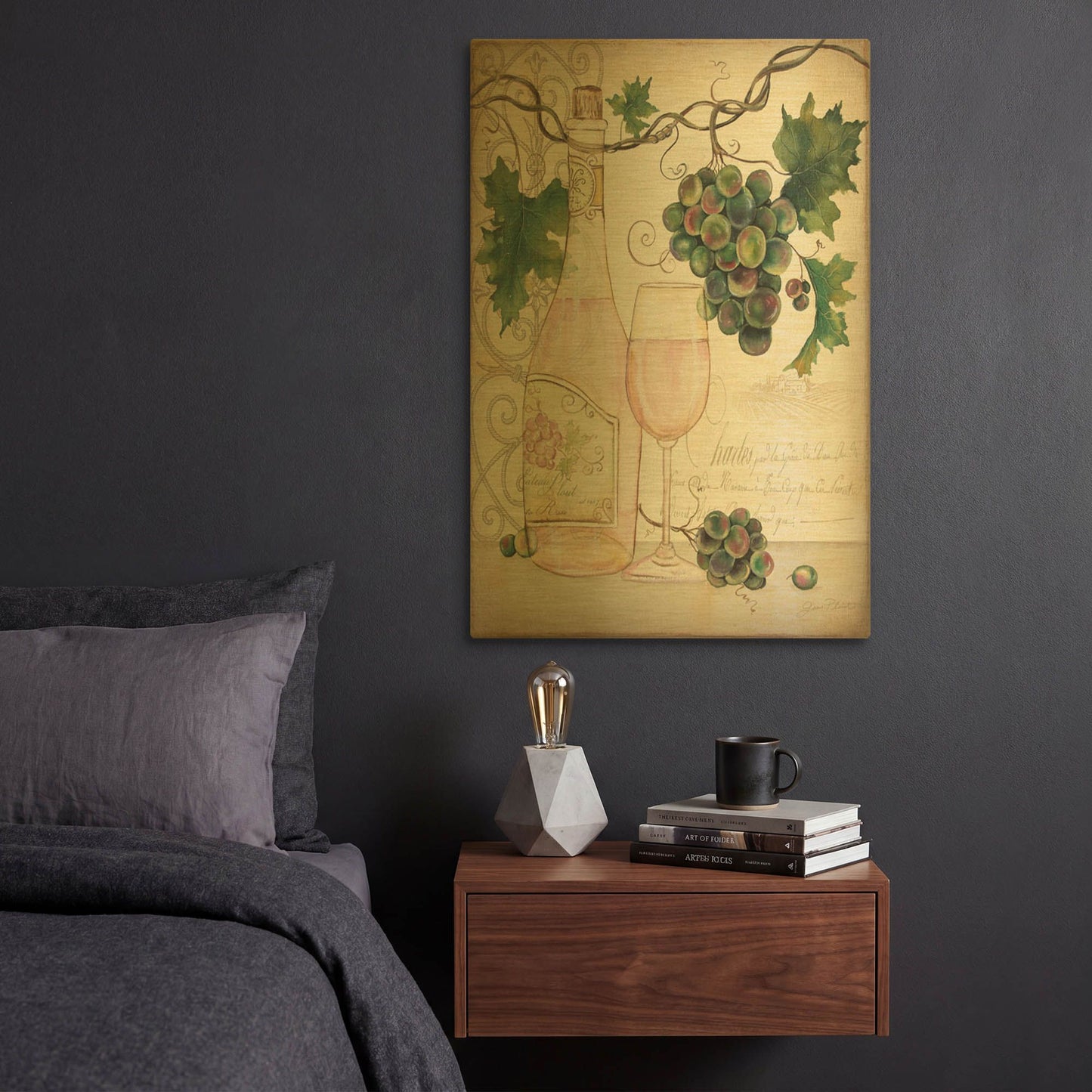 'Chateau Plout Wine A' By Jean Plout Gold Metal Wall Art
