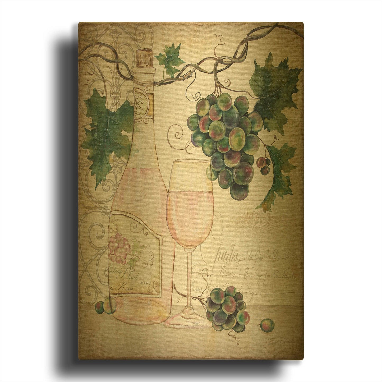 'Chateau Plout Wine A' By Jean Plout Gold Metal Wall Art