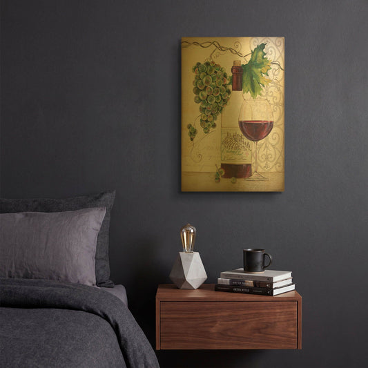 'Chateau Plout Wine B' By Jean Plout Gold Metal Wall Art