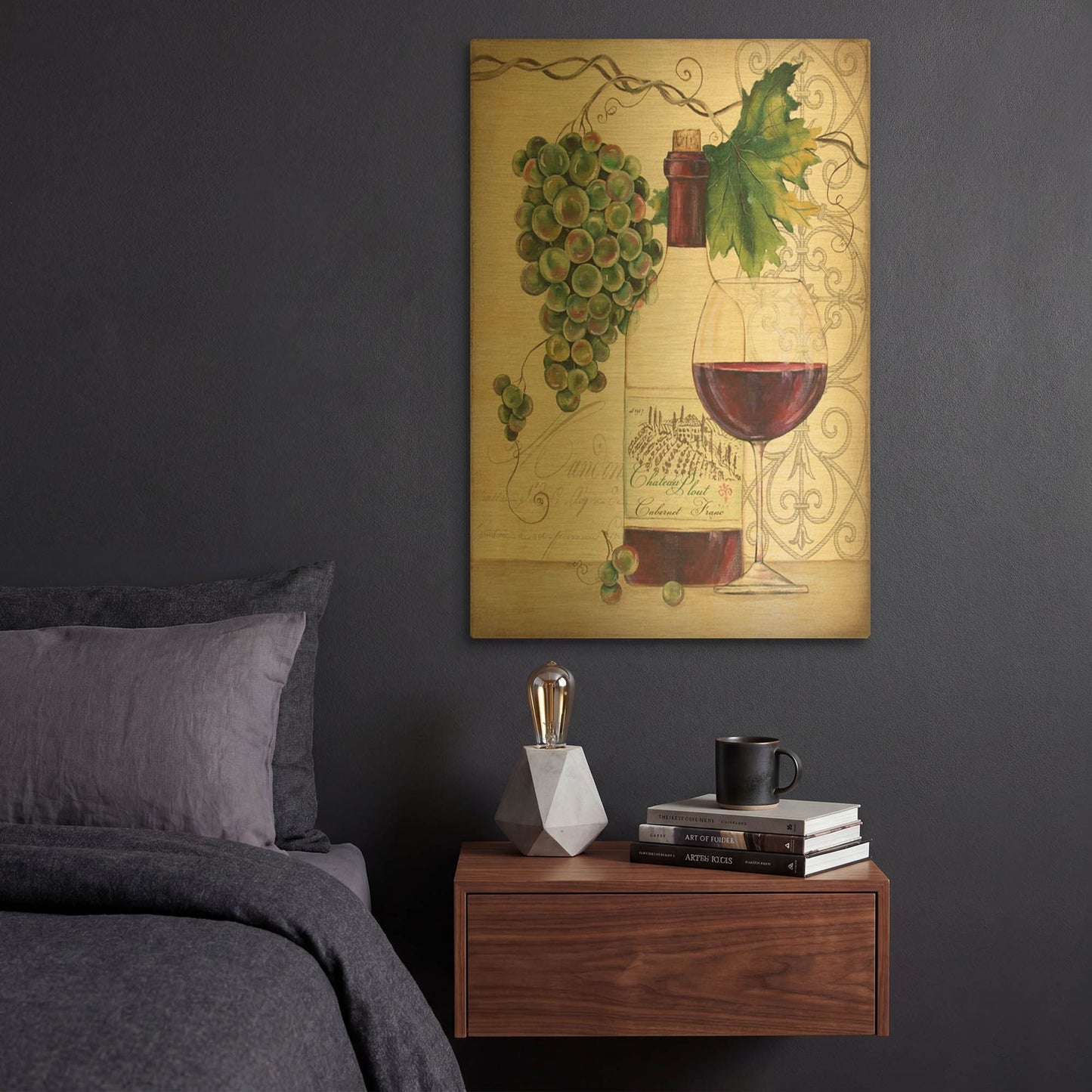 'Chateau Plout Wine B' By Jean Plout Gold Metal Wall Art