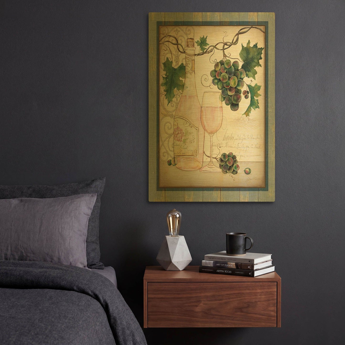 'Chateau Plout Wine C' By Jean Plout Gold Metal Wall Art