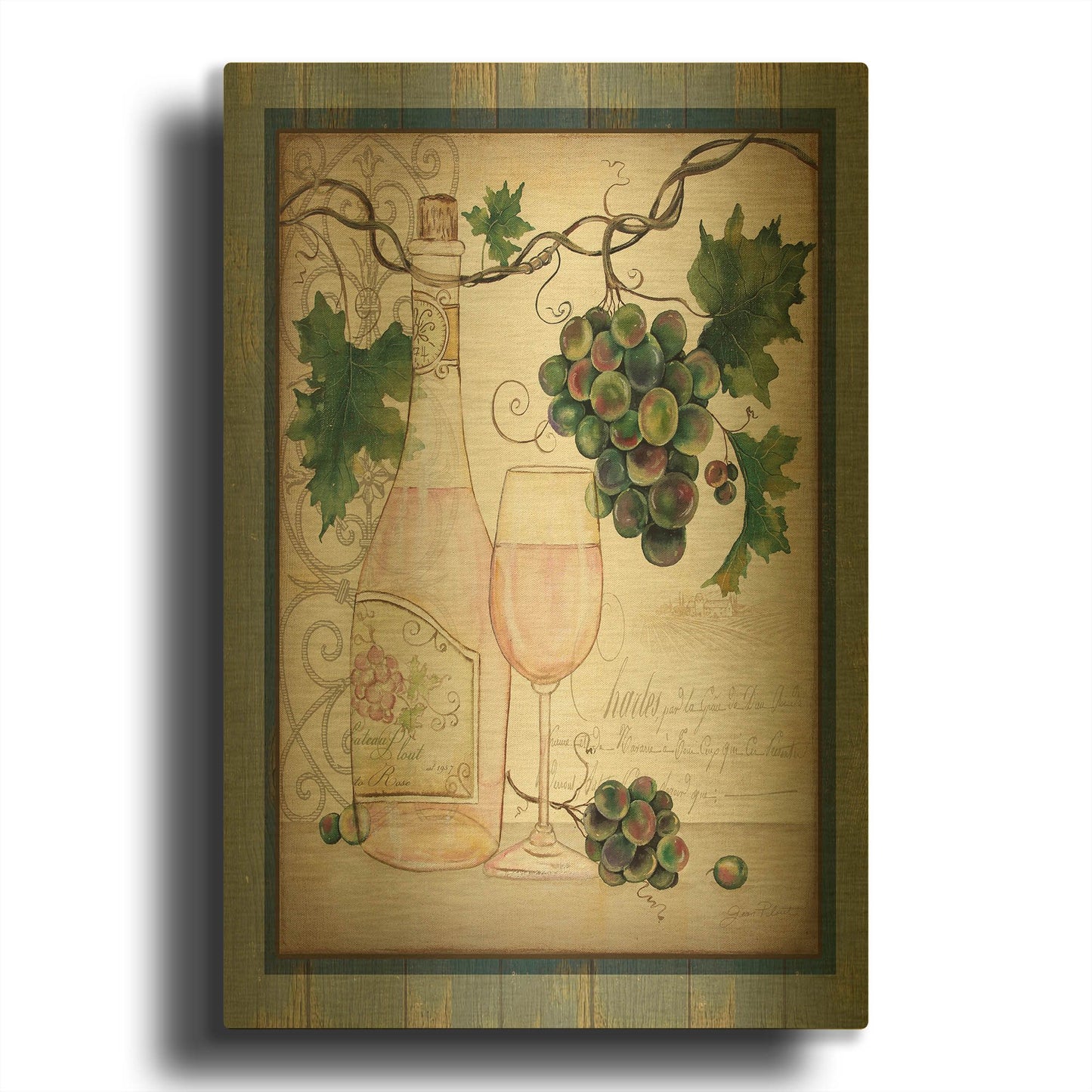 'Chateau Plout Wine C' By Jean Plout Gold Metal Wall Art
