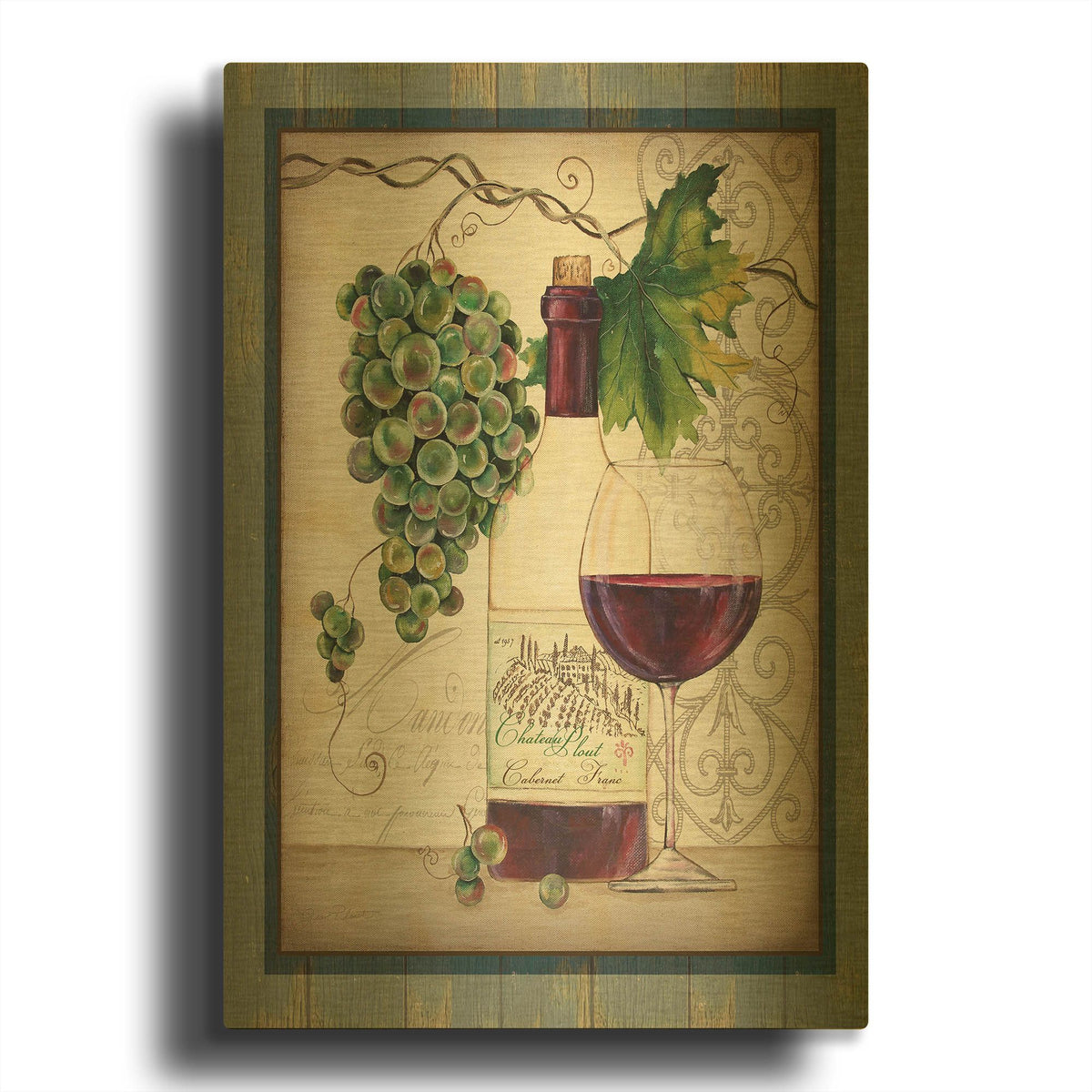 'Chateau Plout Wine D' By Jean Plout Gold Metal Wall Art