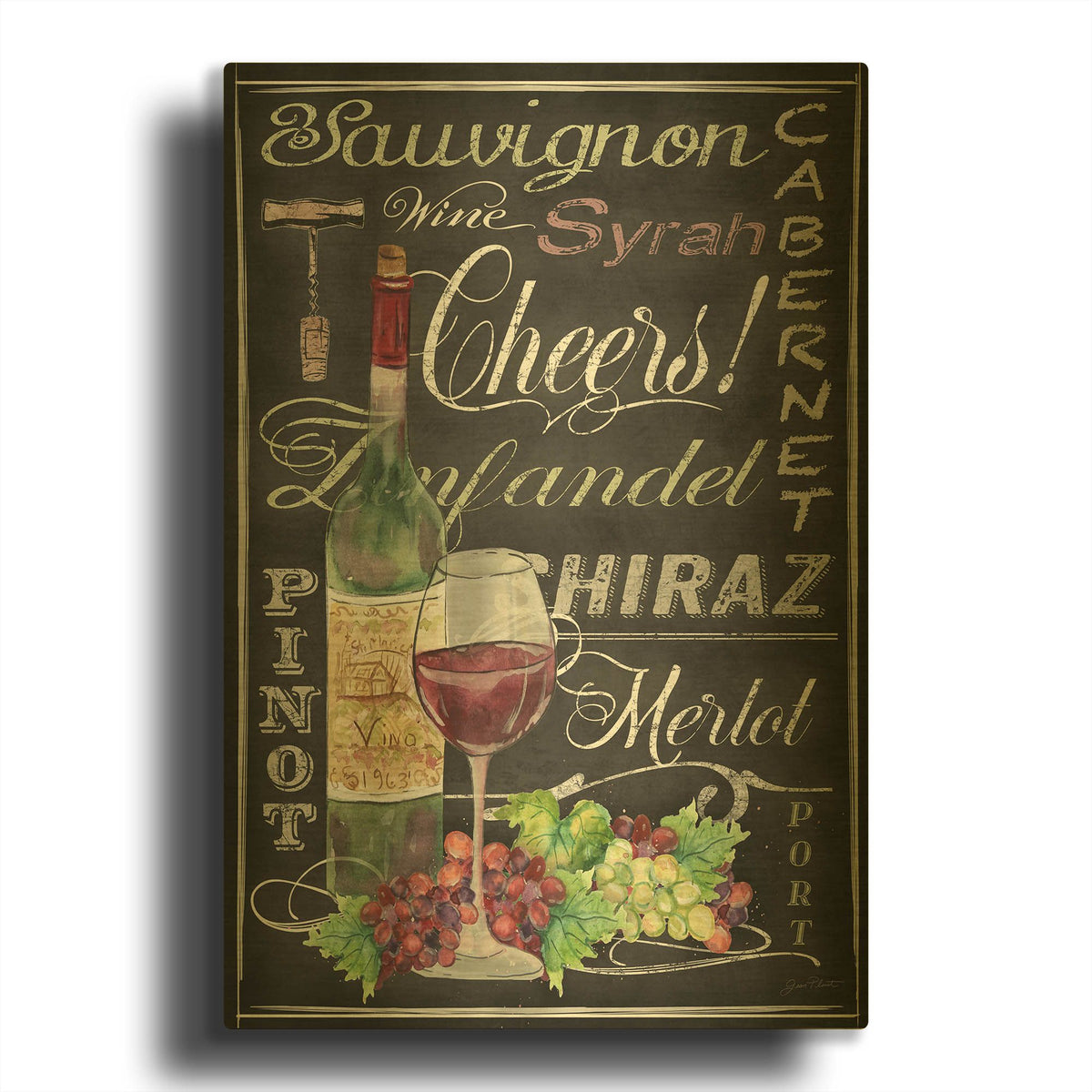 'Cheers Wine Art' By Jean Plout Gold Metal Wall Art