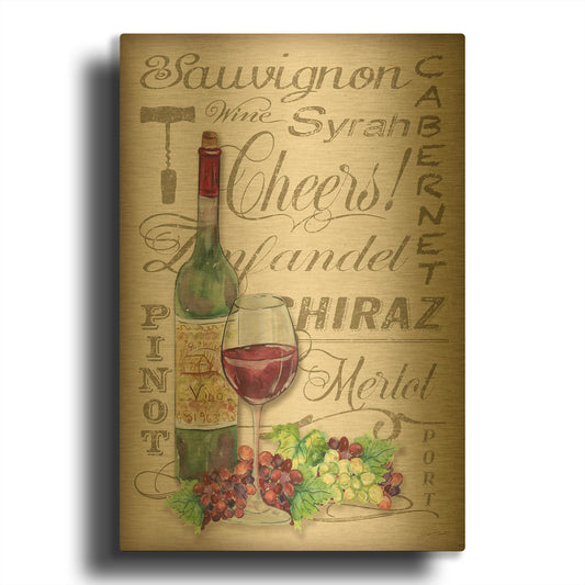 'Cheers Wine Art Light' By Jean Plout Gold Metal Wall Art