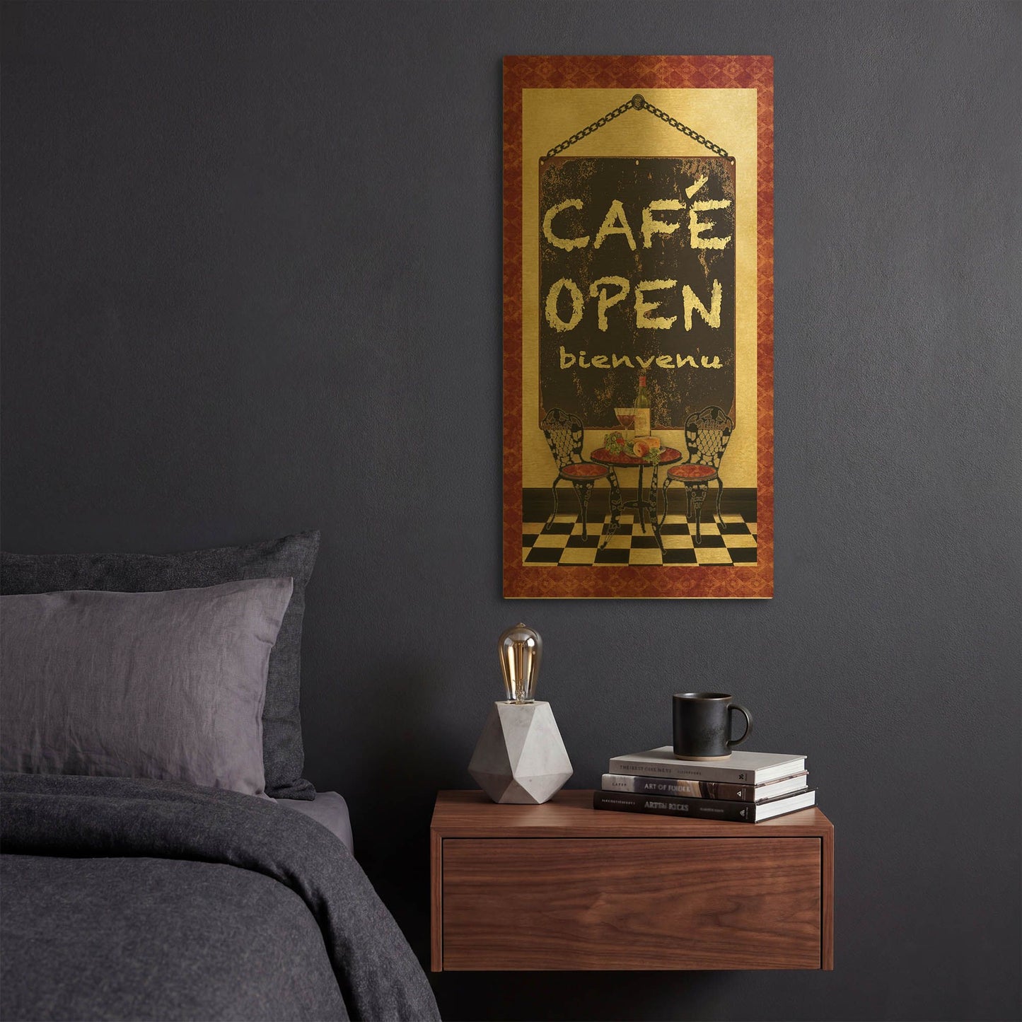 'Chefs 5pcs Cafe' By Jean Plout Gold Metal Wall Art