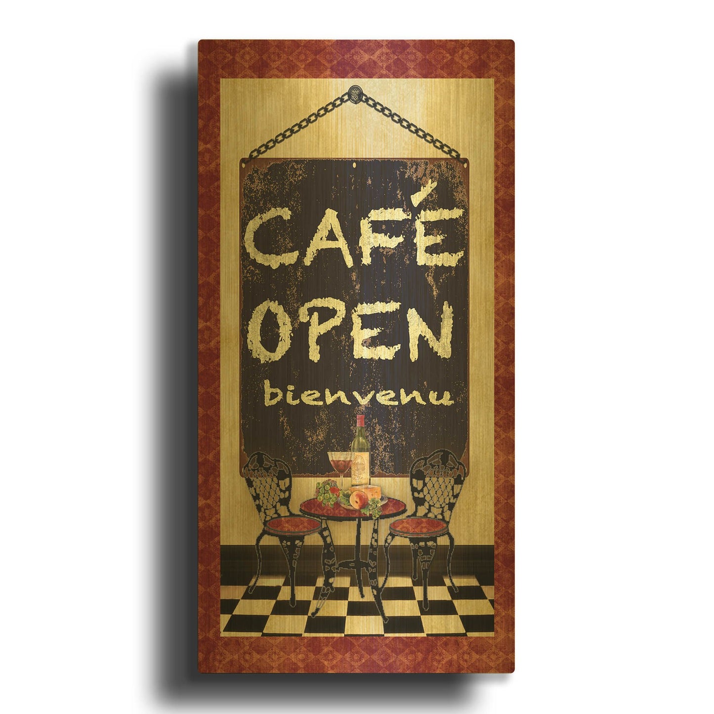 'Chefs 5pcs Cafe' By Jean Plout Gold Metal Wall Art