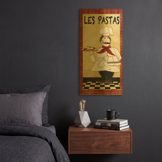 'Chefs 5pcs Les Pasta' By Jean Plout Gold Metal Wall Art
