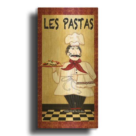 'Chefs 5pcs Les Pasta' By Jean Plout Gold Metal Wall Art