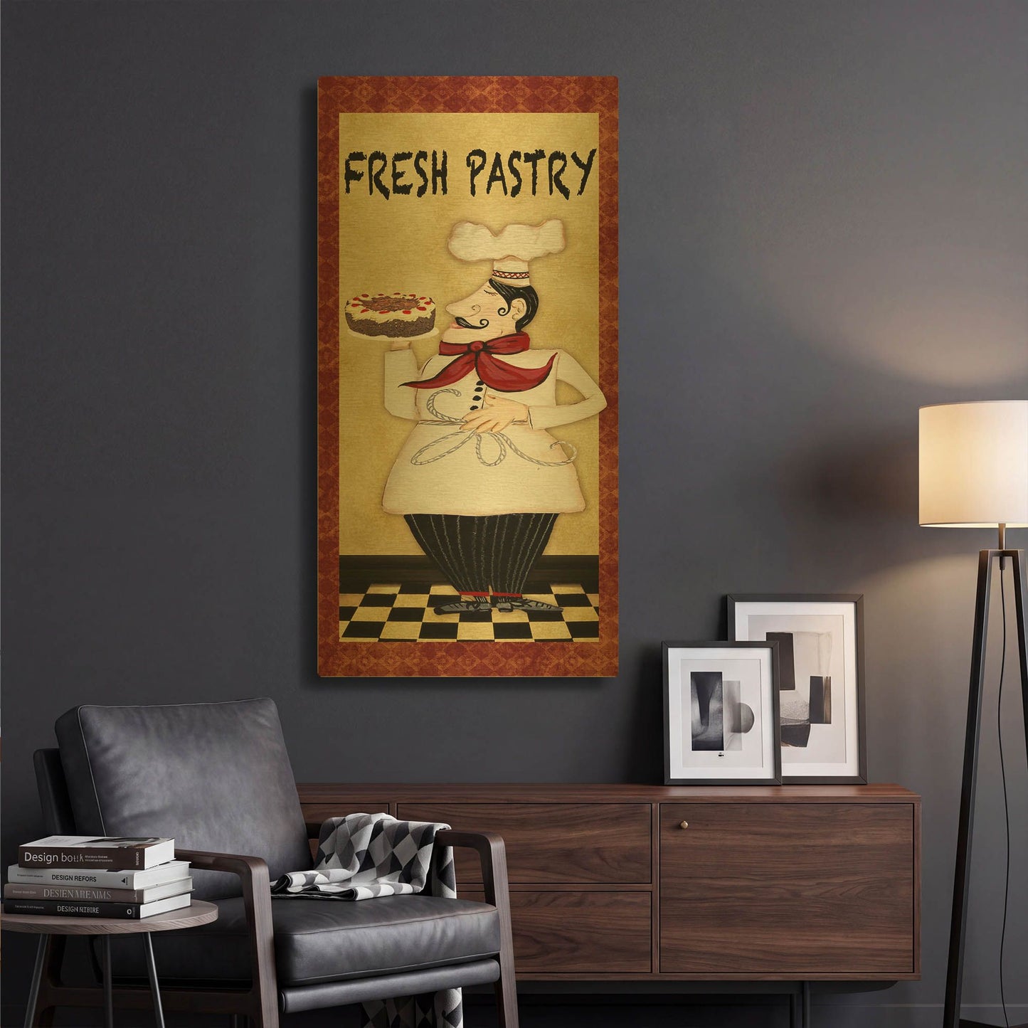 'Chefs 5pcs' By Jean Plout Gold Metal Wall Art