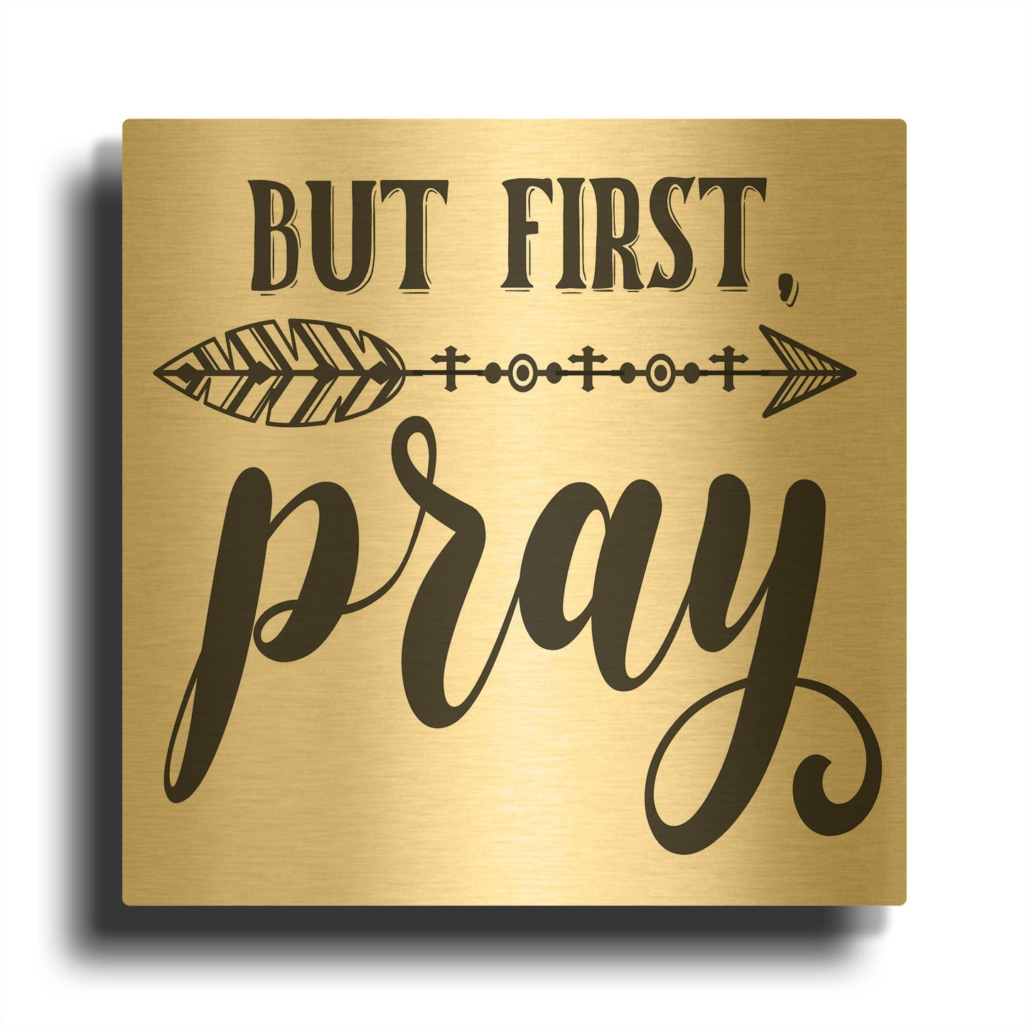 'Christian Typography A' By Jean Plout Gold Metal Wall Art