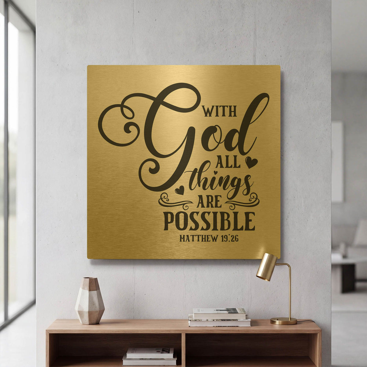 'Christian Typography B' By Jean Plout Gold Metal Wall Art