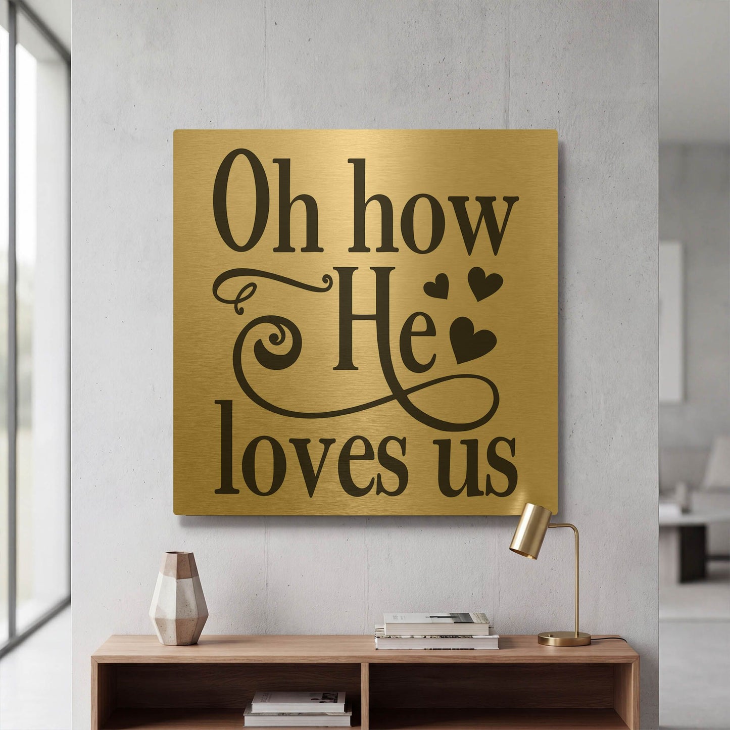 'Christian Typography C' By Jean Plout Gold Metal Wall Art