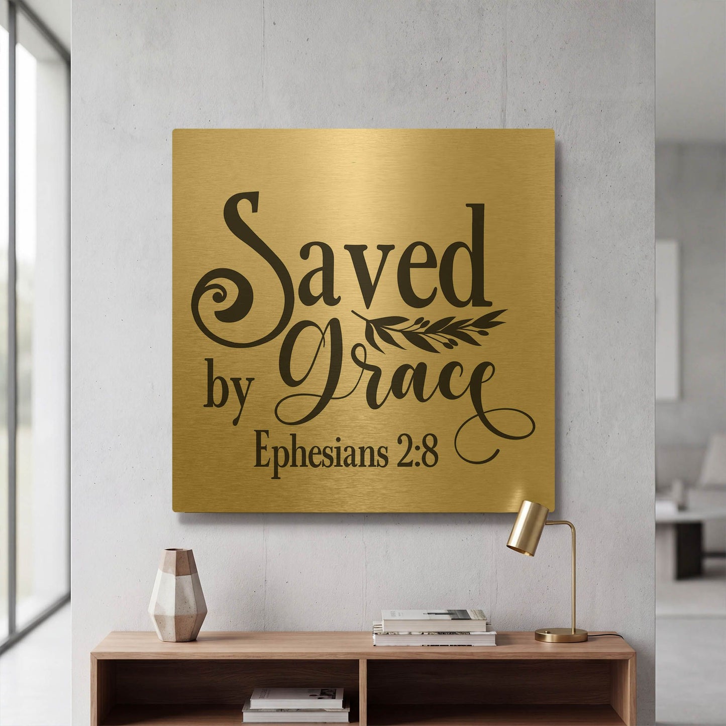 'Christian Typography D' By Jean Plout Gold Metal Wall Art