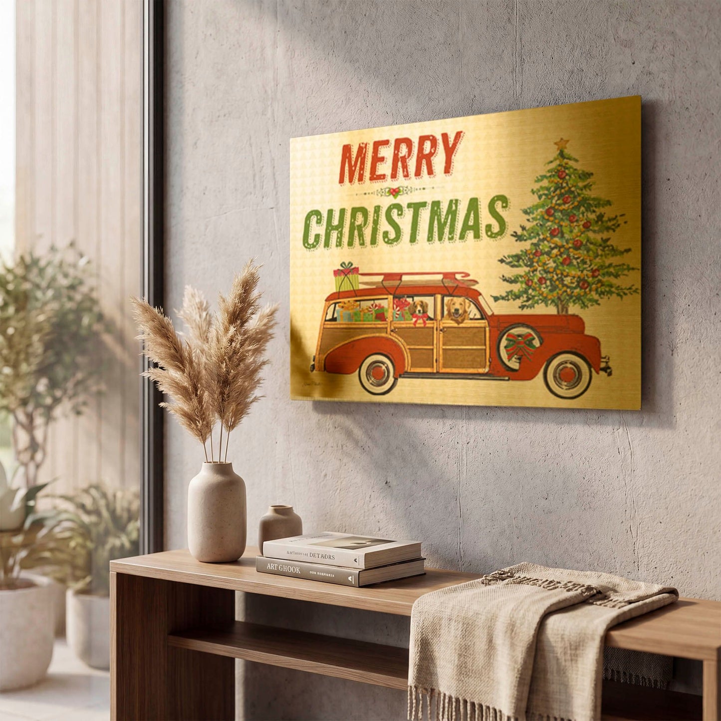 'Christmas Cheer A' By Jean Plout Gold Metal Wall Art