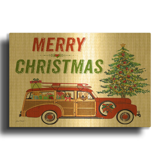 'Christmas Cheer A' By Jean Plout Gold Metal Wall Art