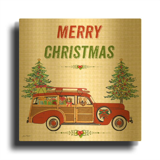 'Christmas Cheer B' By Jean Plout Gold Metal Wall Art
