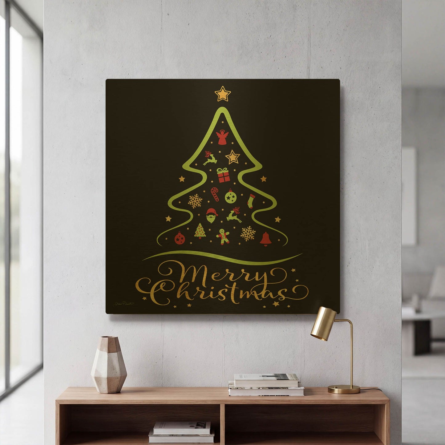 'Christmas Fun 1' By Jean Plout Gold Metal Wall Art
