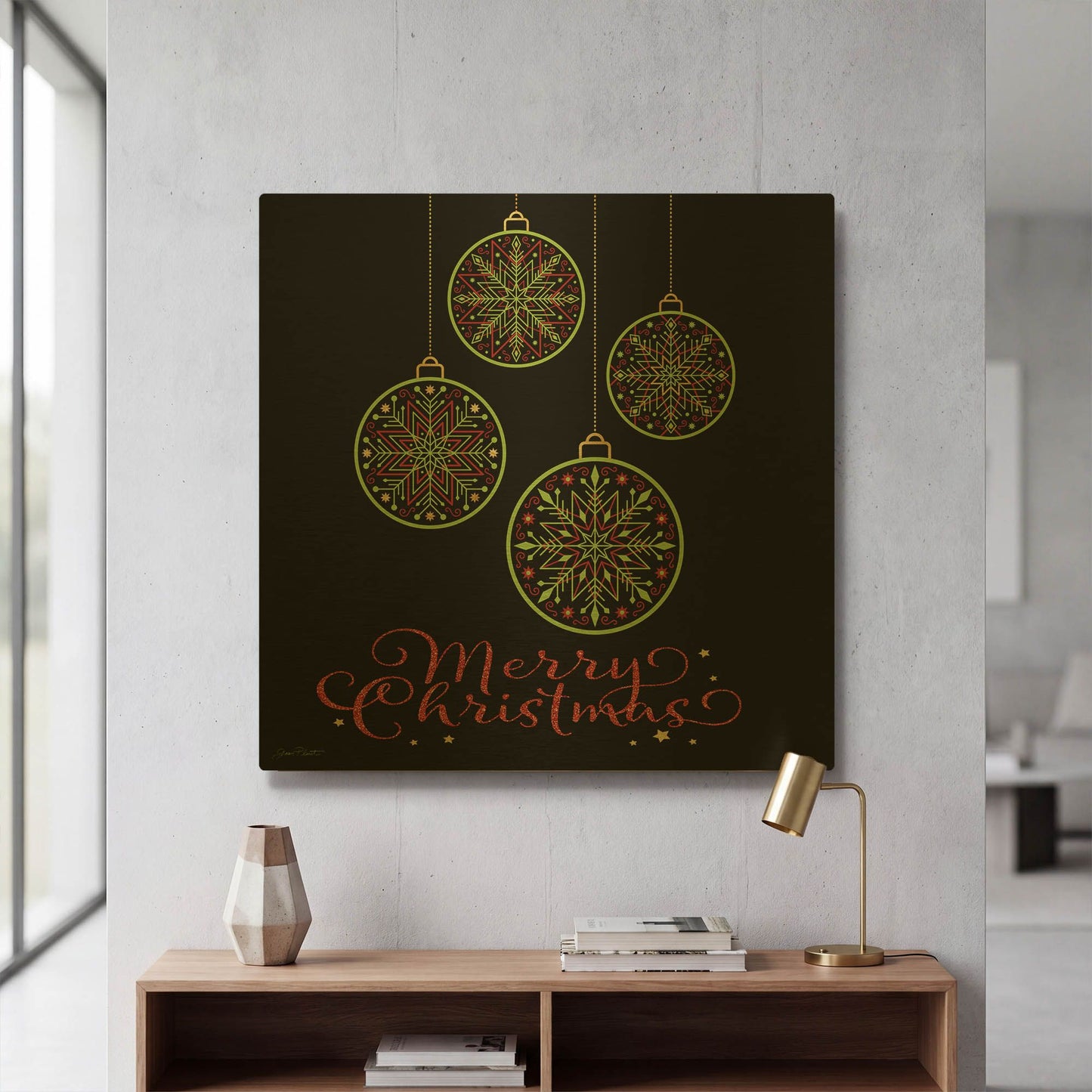 'Christmas Fun 2' By Jean Plout Gold Metal Wall Art