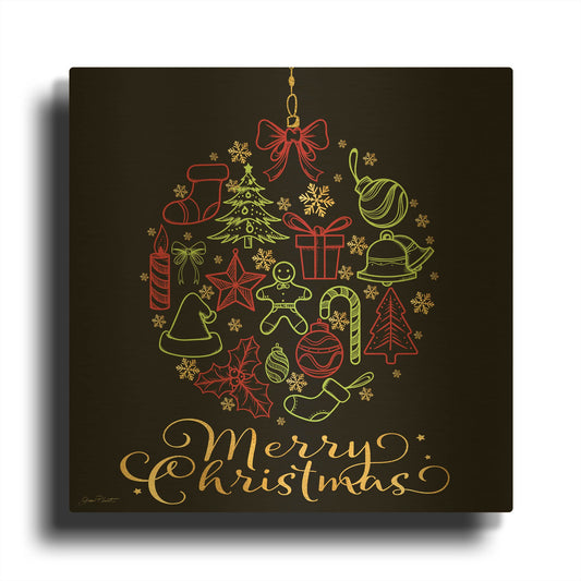 'Christmas Fun 3' By Jean Plout Gold Metal Wall Art