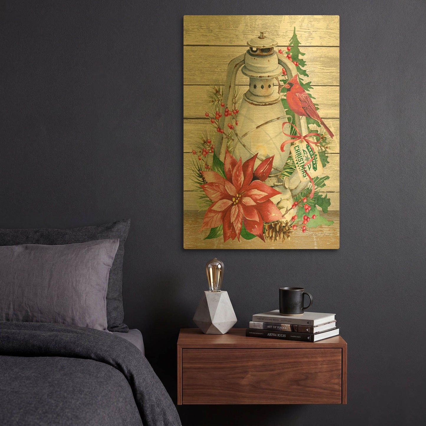 'Christmas Lantern A' By Jean Plout Gold Metal Wall Art