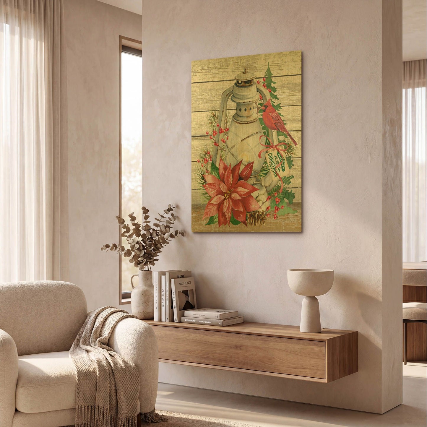 'Christmas Lantern A' By Jean Plout Gold Metal Wall Art