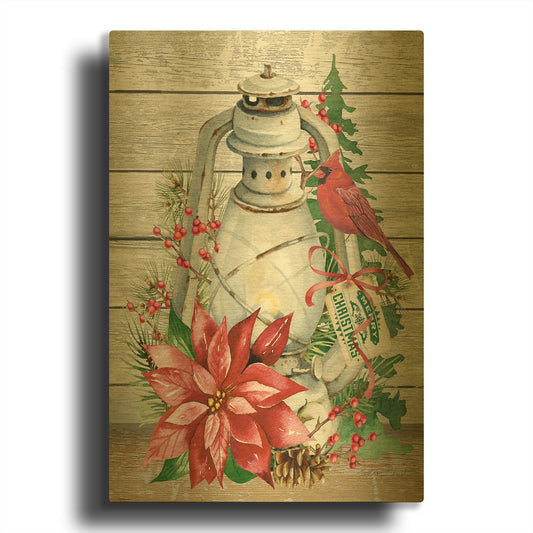 'Christmas Lantern A' By Jean Plout Gold Metal Wall Art