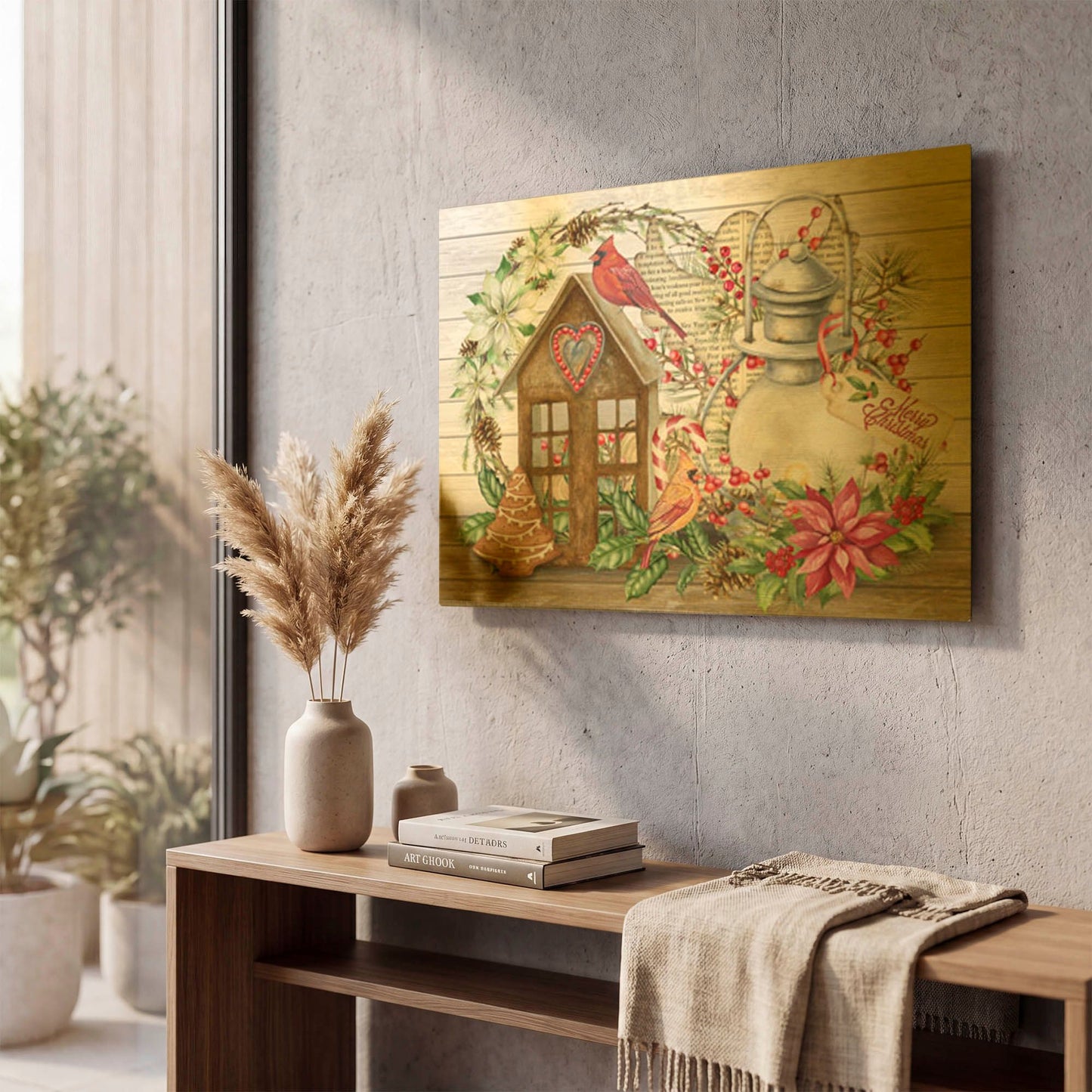 'Christmas Love B' By Jean Plout Gold Metal Wall Art