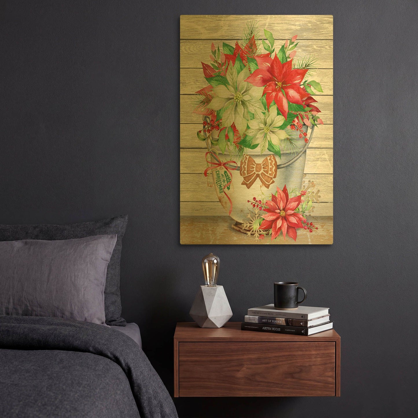 'Christmas Love D' By Jean Plout Gold Metal Wall Art
