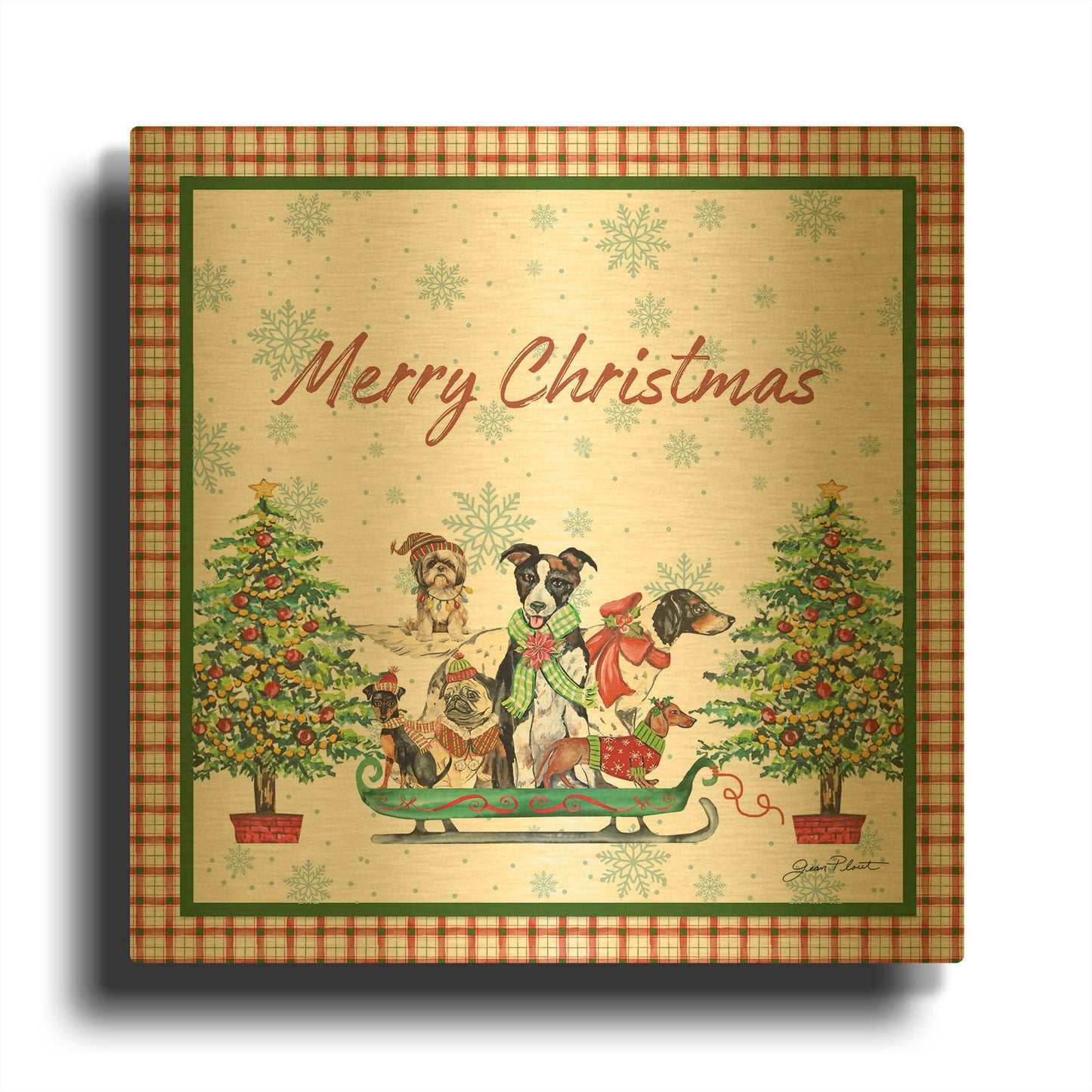 'Christmas Parade A' By Jean Plout Gold Metal Wall Art