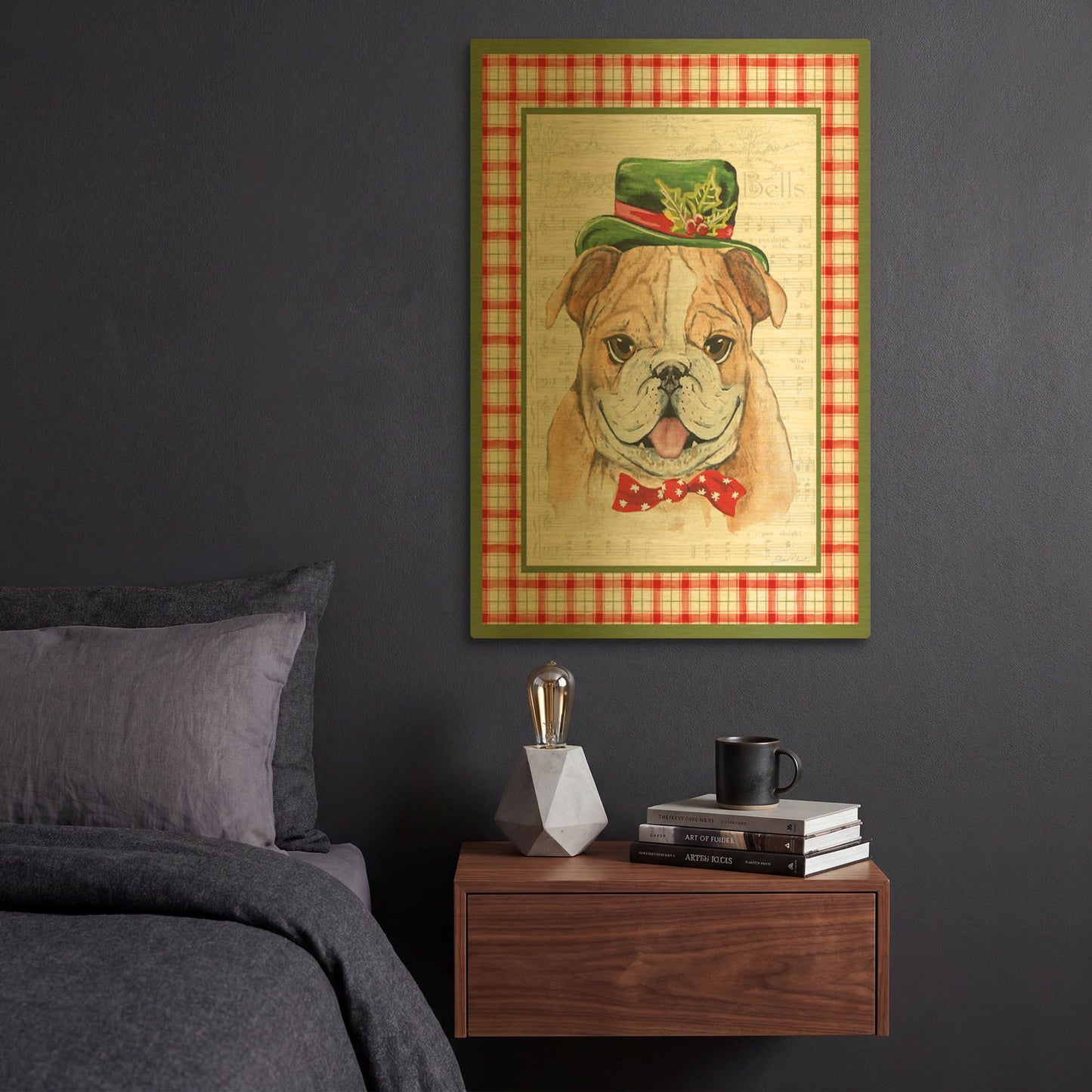 'Christmas Song Dogs B' By Jean Plout Gold Metal Wall Art