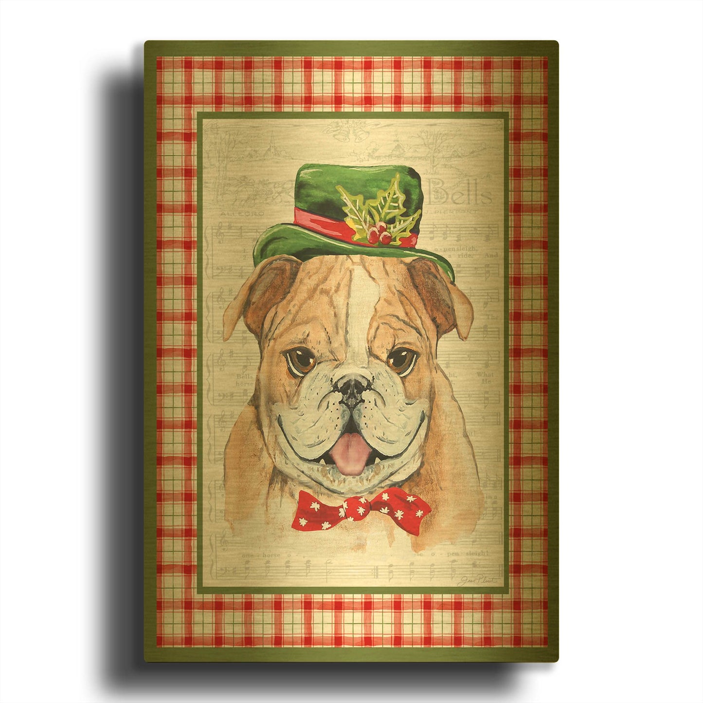 'Christmas Song Dogs B' By Jean Plout Gold Metal Wall Art