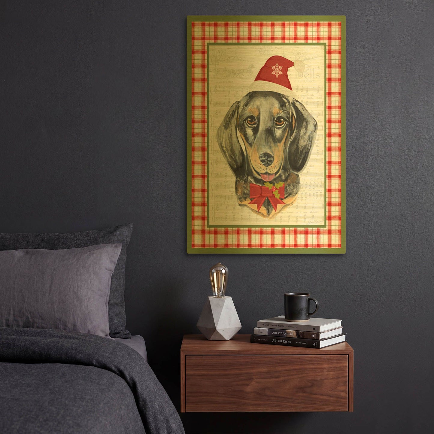 'Christmas Song Dogs C' By Jean Plout Gold Metal Wall Art