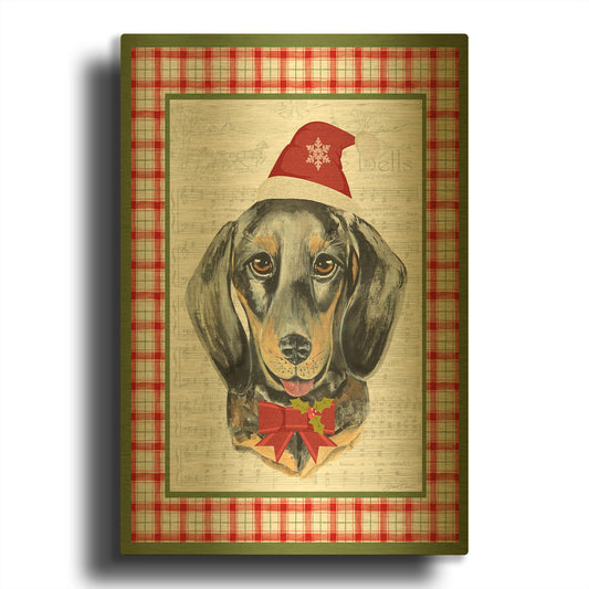 'Christmas Song Dogs C' By Jean Plout Gold Metal Wall Art