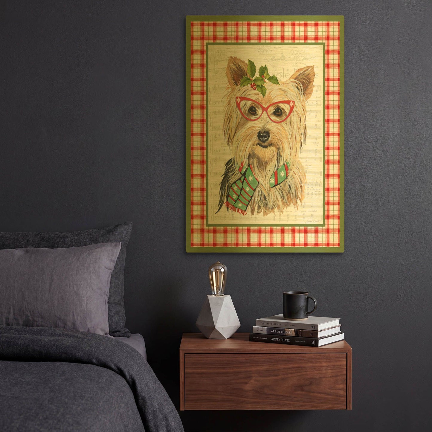 'Christmas Song Dogs D' By Jean Plout Gold Metal Wall Art