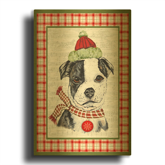 'Christmas Song Dogs F' By Jean Plout Gold Metal Wall Art