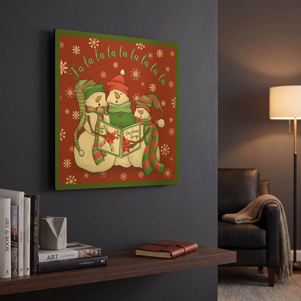 'Christmas Songs Snowmen' By Jean Plout Gold Metal Wall Art