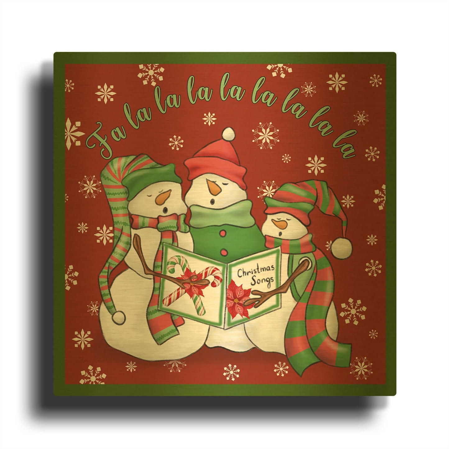 'Christmas Songs Snowmen' By Jean Plout Gold Metal Wall Art
