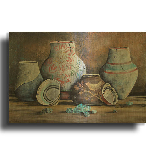 'Clay Pottery Still Life C' By Jean Plout Gold Metal Wall Art