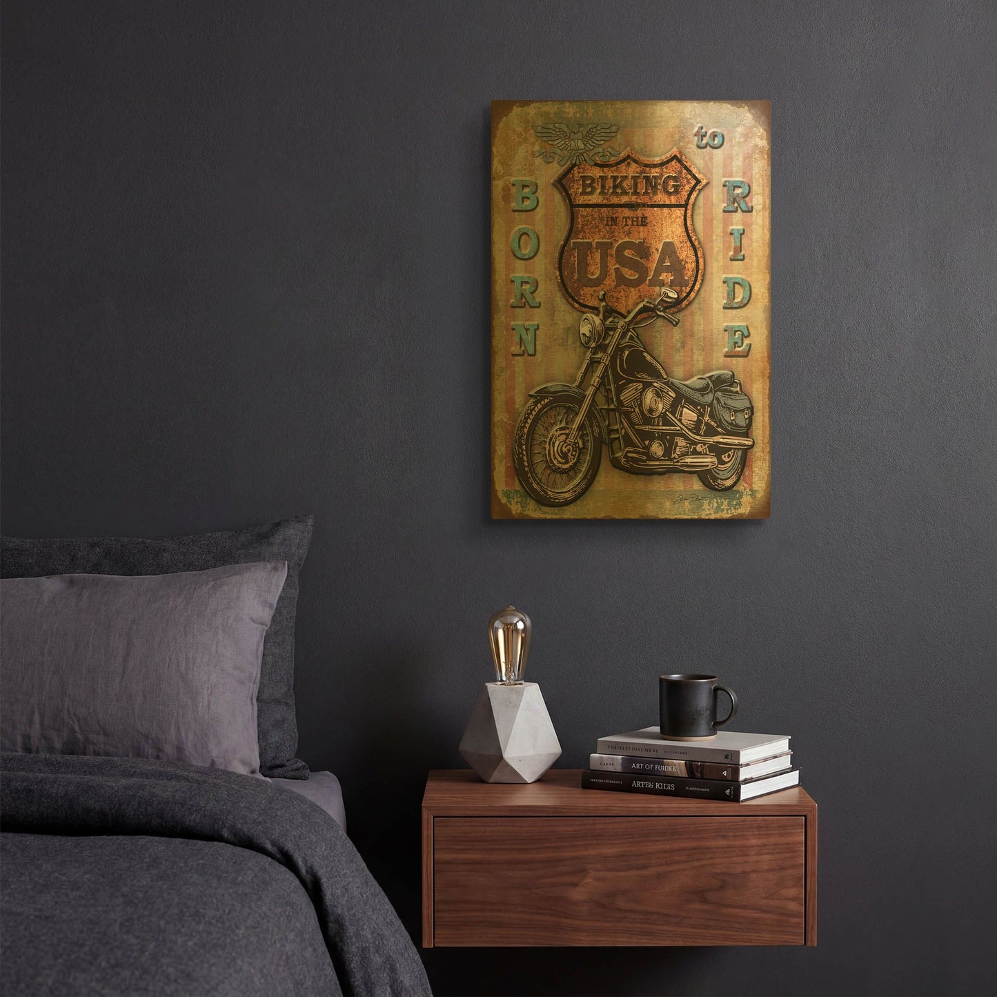 'Coast To Coast E' By Jean Plout Gold Metal Wall Art