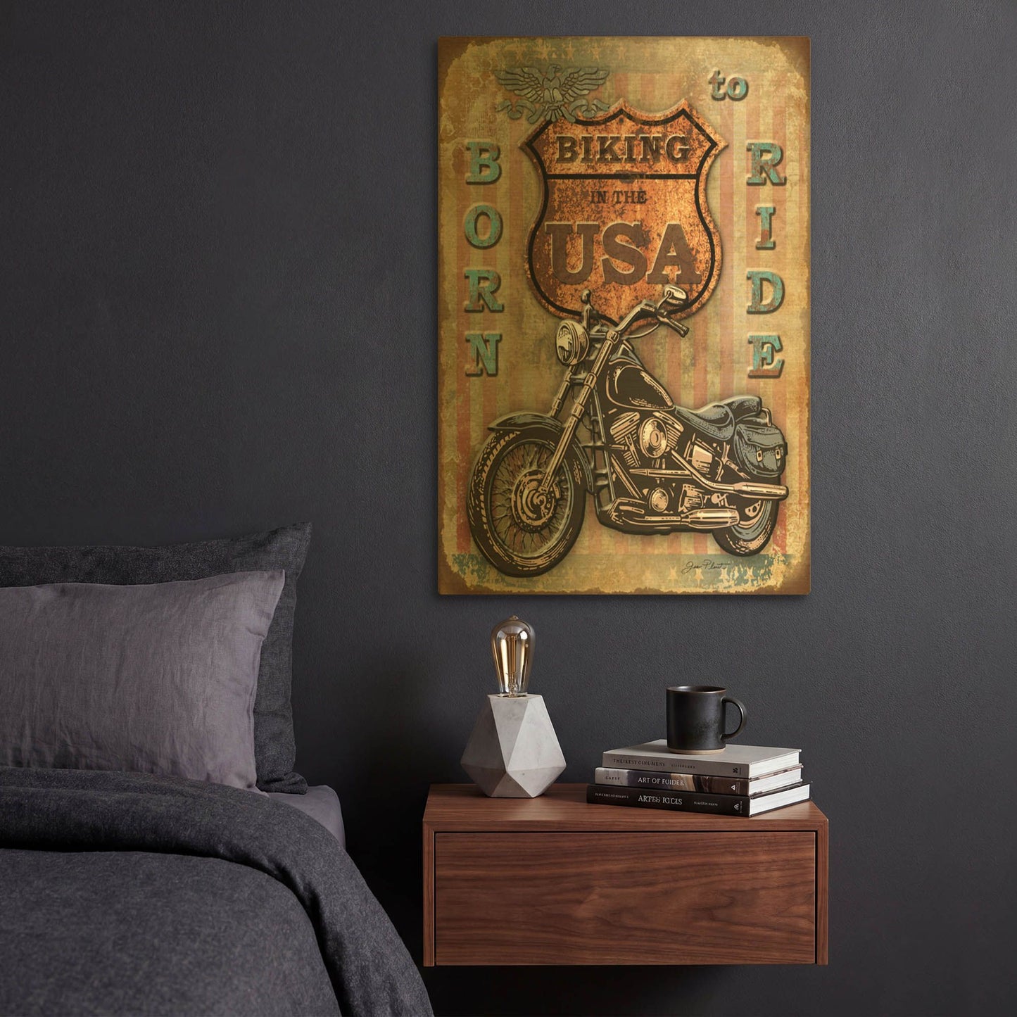 'Coast To Coast E' By Jean Plout Gold Metal Wall Art