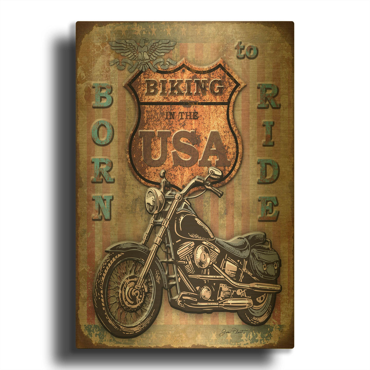 'Coast To Coast E' By Jean Plout Gold Metal Wall Art