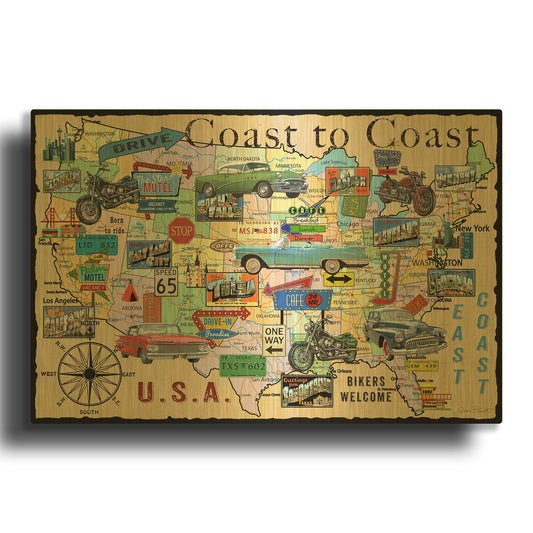 'Coast To Coast H' By Jean Plout Gold Metal Wall Art