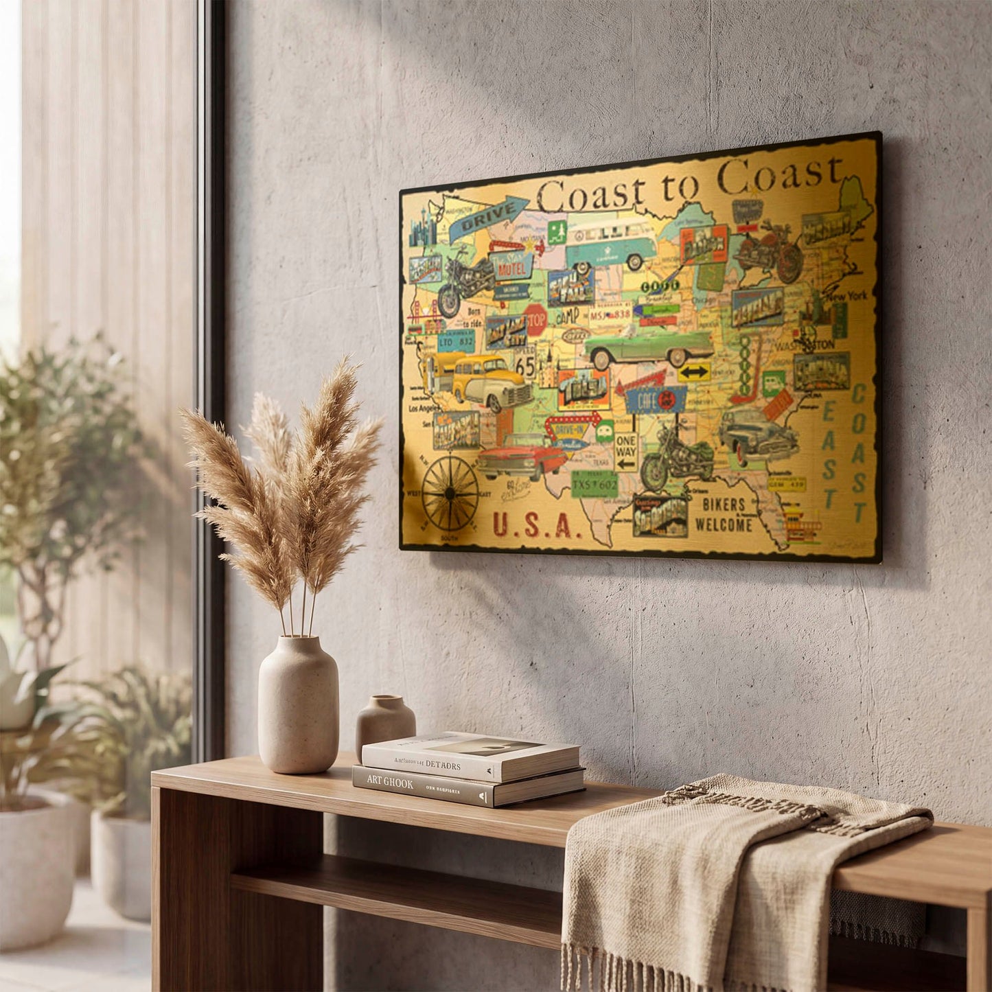 'Coast To Coast O' By Jean Plout Gold Metal Wall Art
