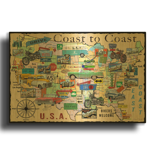 'Coast To Coast O' By Jean Plout Gold Metal Wall Art