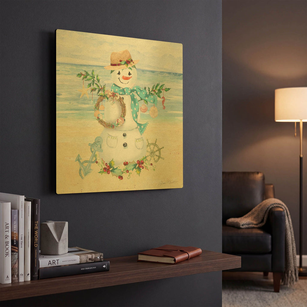 'Coastal Christmas F' By Jean Plout Gold Metal Wall Art